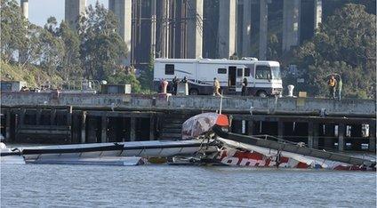 The Artemis catamaran which tipped over.