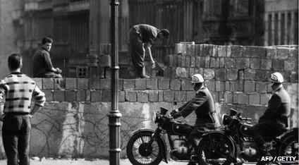 The Berlin Wall being built