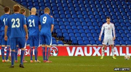 Gareth Bale smiles as he prepares to take a free kick