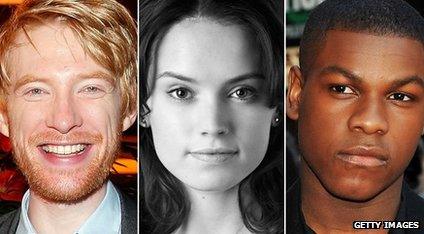 Domnhall Gleeson, Daisy Ridley, John Boyega