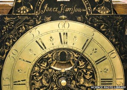 A golden clock made by John Harrison