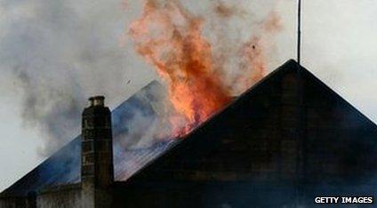 The flames engulfed the roof of the Glasgow School of Art Charles Rennie Mackintosh building