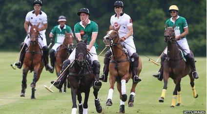 Prince Harry and the Duke of Cambridge playing polo