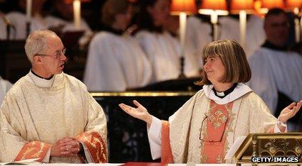 The Archbishop of Canterbury, Justin Welby, with the Reverend Canon Philippa Boardman, treasurer of St Paul's Cathedral