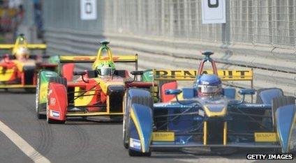 Cars at the Formula E race in Beijing