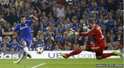 Chelsea's Cesc Fabregas scores the opening goal