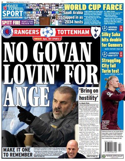 The back page of the Scottish Daily Express on 121224