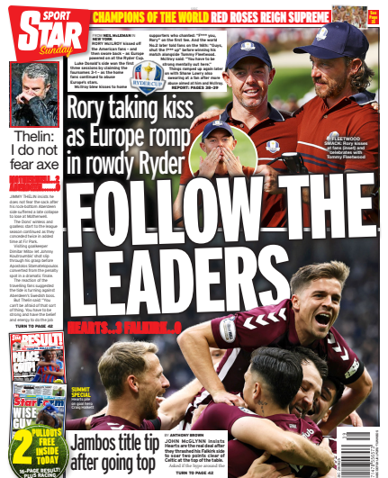 The back page of The Star on 280925