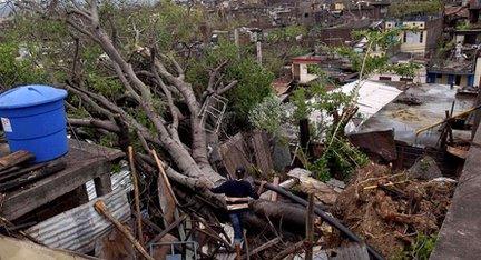 Homes in Jamaica destroyed by Hurricane Sandy