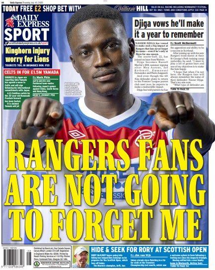 The back page of the Scottish Daily Express on 100725
