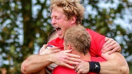 Scott van Breda celebrates a try