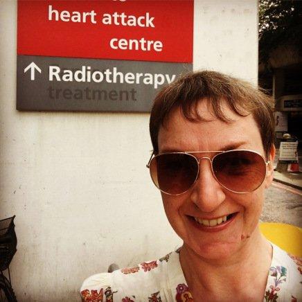 Alison Carter outside the Radiotherapy department