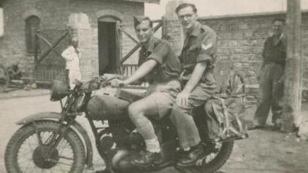 George Durrant on a motorbike in 1946