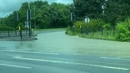 A flooded road 