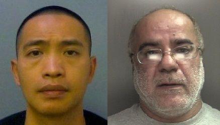 Police mugshots of two men, one in his thirties and one in his fifties.
