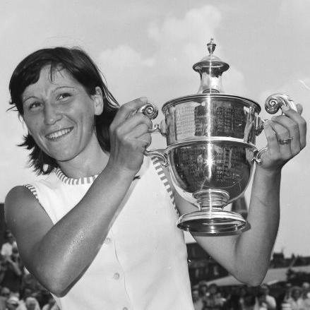 Olga Morozova holds the Queen's trophy