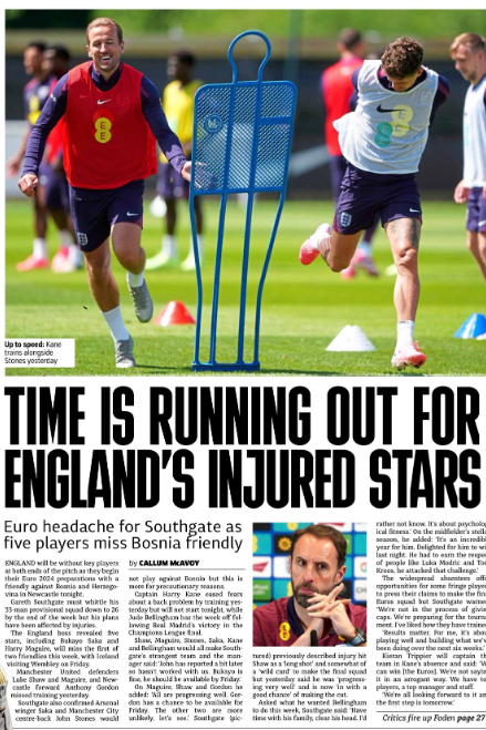 Back page of the Metro on 3 June 2024