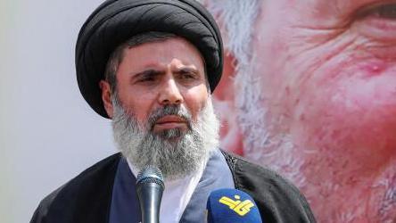 Hashem Safieddine at a funeral in Beirut's southern suburbs, 22 June 2024