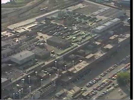 Aerial view of Ford car manufacturing plant in Dagenham