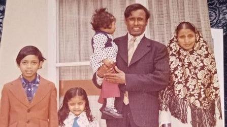 Mohammed Abdul Hakim (second from right) with his wife Amina (right) and three of his children, photographed in the early 1970s