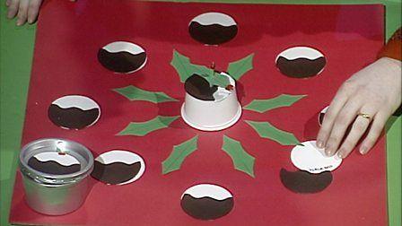 Yvette's pudding planner: Christmas pudding and holly shapes on red card