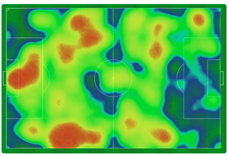 Aberdeen heat map against Falkirk in the Scottish Premiership