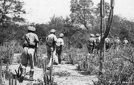 Bolivian troops on patrol during the Chaco conflict