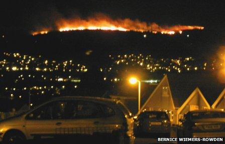 Fire above Morriston as viewed from Llansamlet