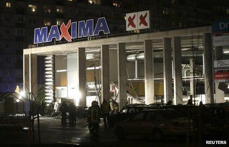 The Maxima store where the roof collapsed in Riga