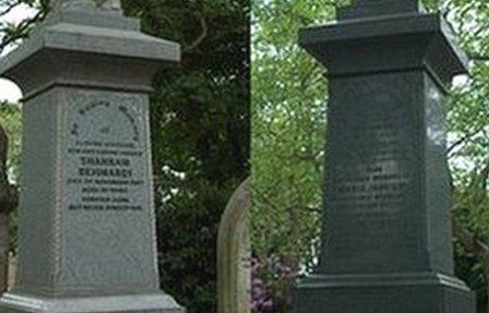 Reused memorial on a reused grave at City of London Cemetery