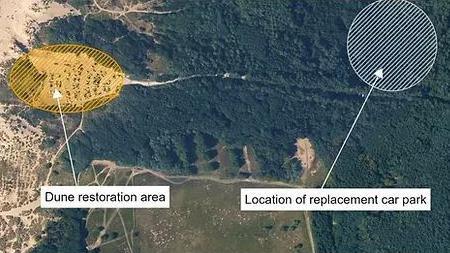 A National Trust map from above of the rubble site and proposed replacement car park 