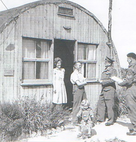 The first British family moving into a Nissen hut in Oakengates