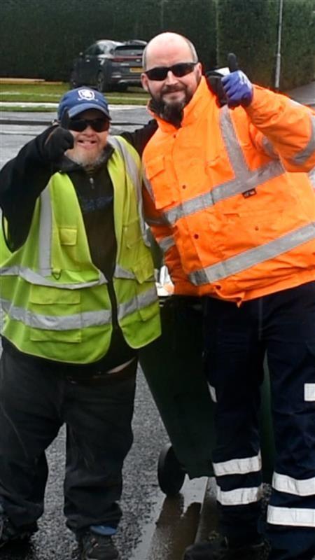 Randal pictured with a bin worker in Ingleby Barwick