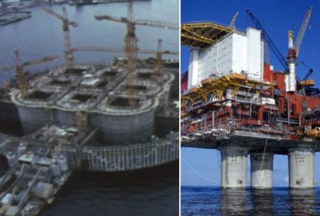Old and new oil platform