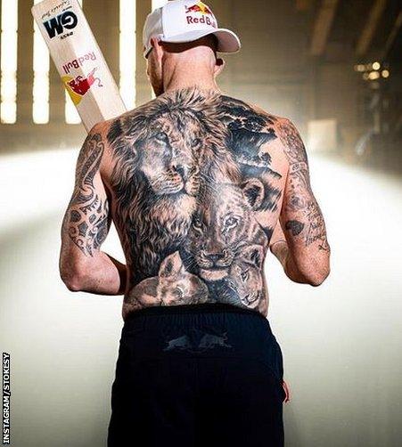 Ben Stokes Instagram post of the tattoos on his back