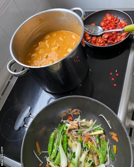 The food being cooked by chairman Martin Law