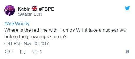 Kabir on Twitter: Where is the red line with Trump? Will it take a nuclear war before the grown ups step in?