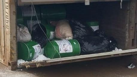 An overturned truck carrying sodium cyanide in Rironi, Kenya, 20 July 2024