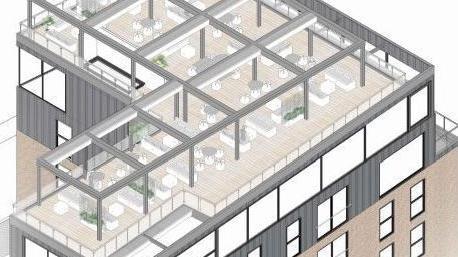 An artist's impression of what the pergola could look like. It's a grey frame