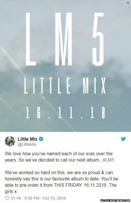 Little Mix tweet