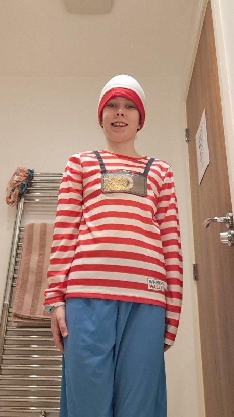 child dressed as wally