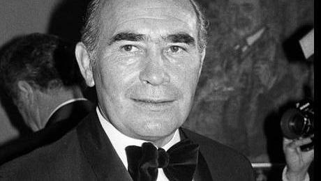 Black and white photo of Sir Alf Ramsey in a dinner jacket and bow tie.