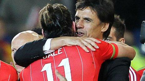 Gareth Bale (left) with Chris Coleman