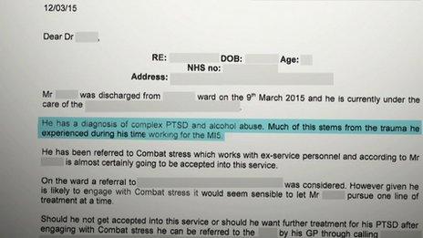 A medical letter saying the agent suffers from PTSD