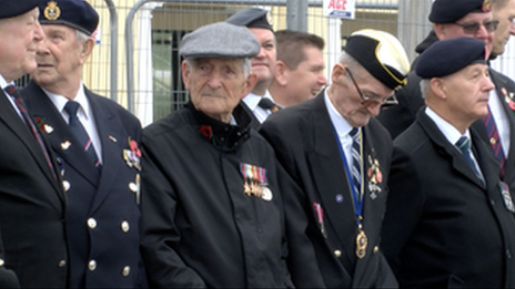 War veterans outside the War Memorial in Douglas