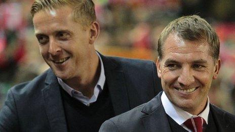 Garry Monk with Brendan Rodgers