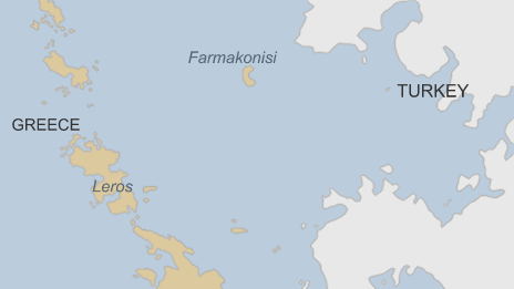 Map showing location of Leros and Farmakonisi