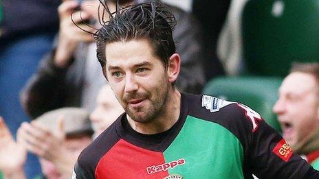 Curtis Allen scored Glentoran's late equaliser at Windsor Park