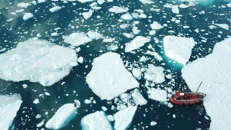 Melting ice in Greenland