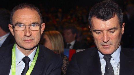 Republic of Ireland manager Martin O'Neill and assistant Roy Keane